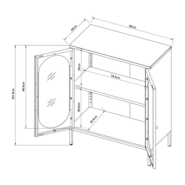 Comoda Karlskrona 101,5x80x40 cm otel sticla negru mat [en.casa]