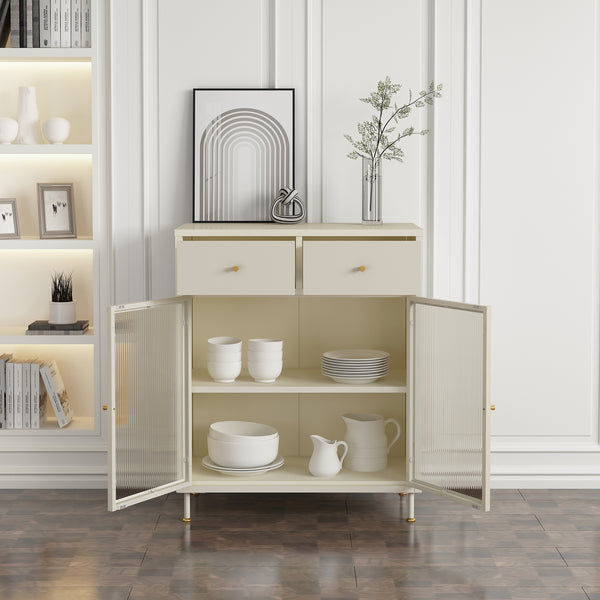 Comoda cu 2 usi Lindau 97x80x40 cm crem deschis [en.casa]
