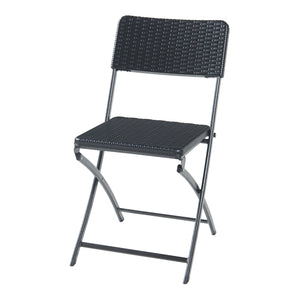 Set 2 scaune pliabile Mark negru efect ratan [en.casa]
