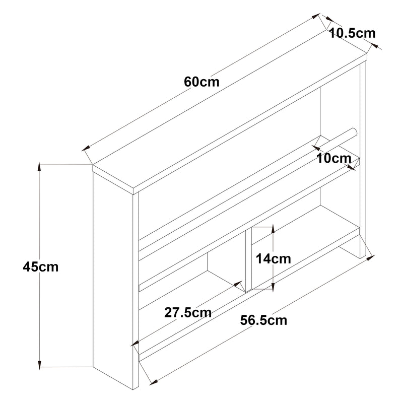 Schiță cotată Raft perete Piteå 60x10,5x45cm pal alb [en.casa]