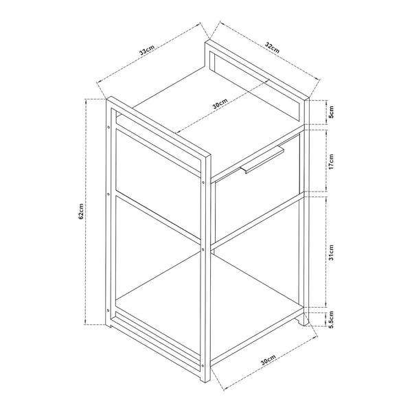 Noptiera Namsskogan 62x33x32cm PAL efect lemn nuc [en.casa]