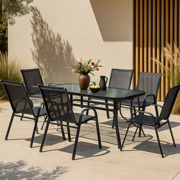 Set 7 componente mobilier gradina Aradeo negru [casa.pro]