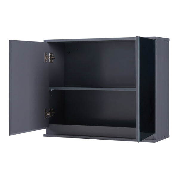 Dulap perete baie Overath 49,5x60 x20 cm MDF gri cu oglinzi [en.casa]