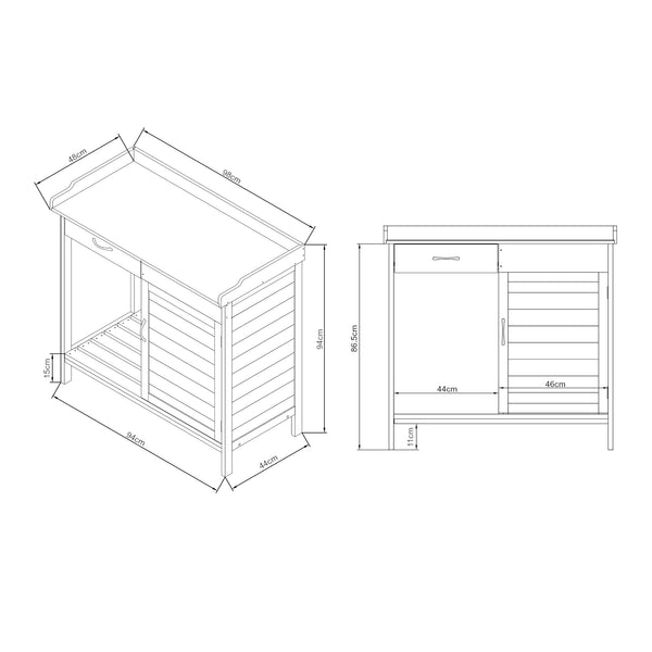 Masa plantare Aliano 98x48x94cm brad otel gri [casa.pro]