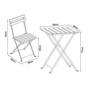 Set bistro 3 piese pliabil gradina Bovino otel lemn negru natur [casa.pro]
