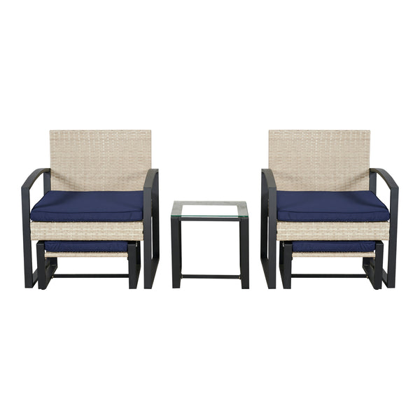 Set mobilier gradina 5 piese Calvello 1 masa 2 scaune si 2 tabureti [casa.pro]