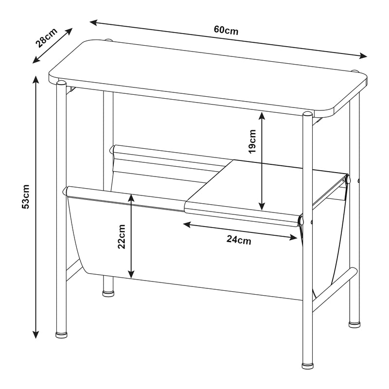Schiță cotată Masuta Samnanger 60x28x53cm PAL negru gri [en.casa]