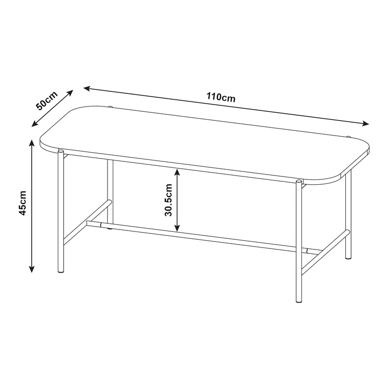 Schiță cotată Masuta cafea Samnanger 110x50x45cm PAL negru [en.casa]