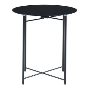Masuta rotunda cu blat sticla Ödeshög 45x42cm negru [en.casa]
