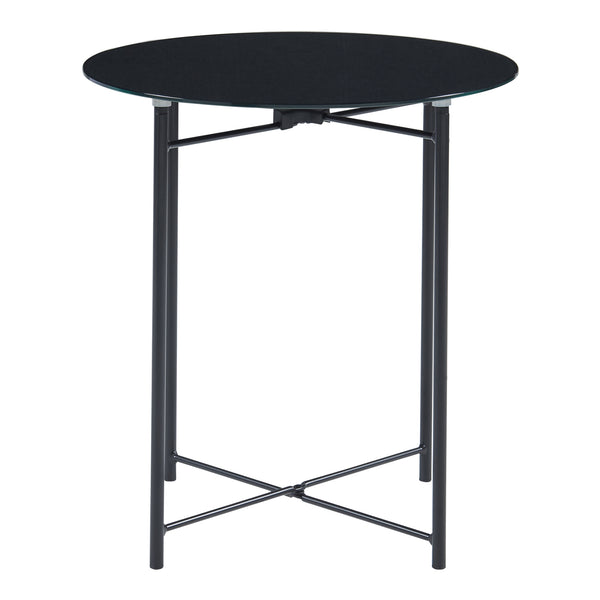 Masuta rotunda cu blat sticla Ödeshög 45x42cm negru [en.casa]
