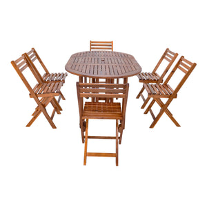 Set masa cu 6 scaune gradina Acerenza  lemn natur pliabil [en.casa]