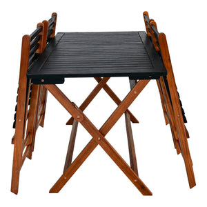 Set masa cu 5 scaune gradina Altamura natur gri pliabil [en.casa]