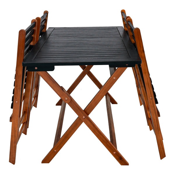 Set masa cu 5 scaune gradina Altamura natur gri pliabil [en.casa]