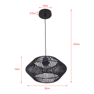 Lampa de plafon Amersham 157cm 1 x E27 60W metal ratan negru [lux.pro]
