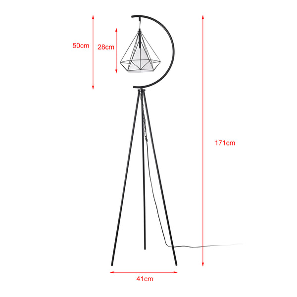 Lampadar tripod Austell 171cm 1x E27 60W negru/alb [lux.pro]