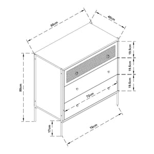 Comoda cu 3 sertare Tysnes 80x80x40cm PAL metal stejar/negru [en.casa]