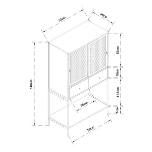 Dulap cu 2 usi glisante 2 sertare si 1 raft Tysnes 140x80x40cm PAL stejar/negru [en.casa]