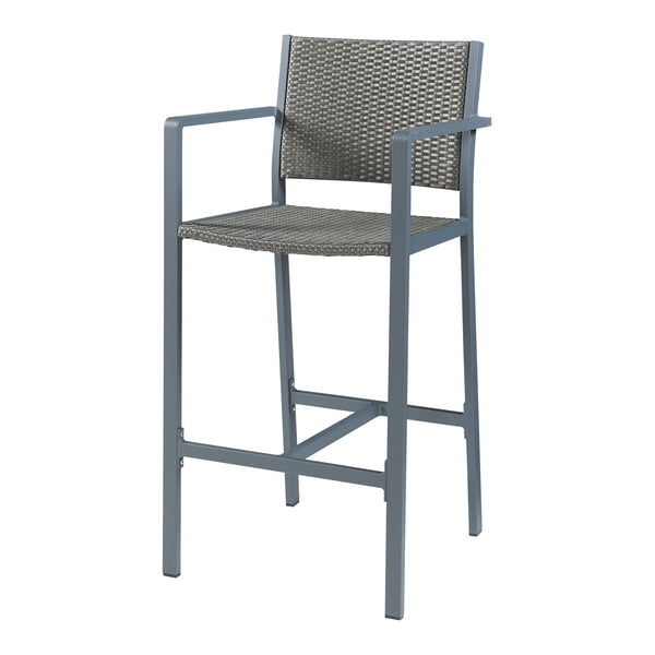 Set 2 scaune bar gradina Avise 113x56x55,5cm aluminiu poliratan gri inchis [casa.pro]