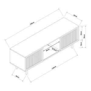 Comoda TV cu 2 usi glisante Ypäjä  150x42x50 cm bambus [en.casa]
