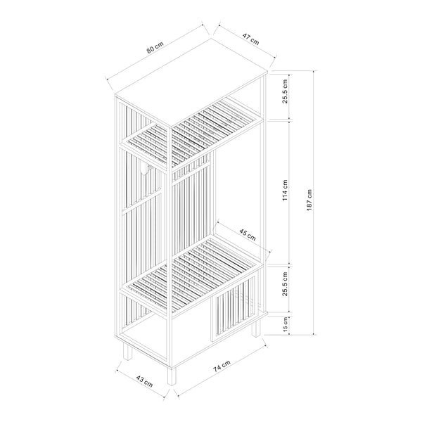 Cuier haine Ypäjä 187x80x47cm bambus natur [en.casa]