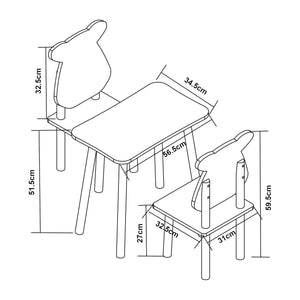 Set masa copii cu 2 scaune design ursulet Panjang alb [en.casa]