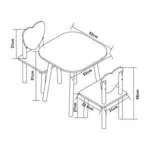 Set masa copii cu 2 scaune design inimioara Siljan alb lila [en.casa]