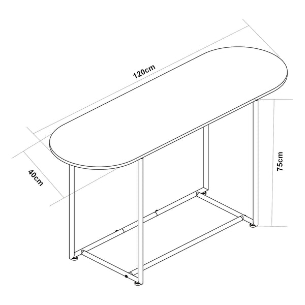 Consola Nordfron 120x40x75cm alb marmorat/negru [en.casa]