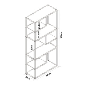Raft carti Østre 180x83x34cm metal pal negru/nuc [en.casa]