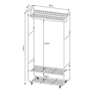 Suport mobil haine Vestvågøy 176x90x40cm otel negru [en.casa]