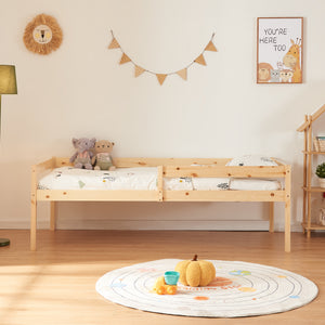 Pat copii cu 2 sertare, pat suplimentar si saltea pentru patul pricipal 200x90cm natur [en.casa]