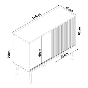 Comoda cu 2 usi culisante 90x115x40 cm efect lemn stejar [en.casa]
