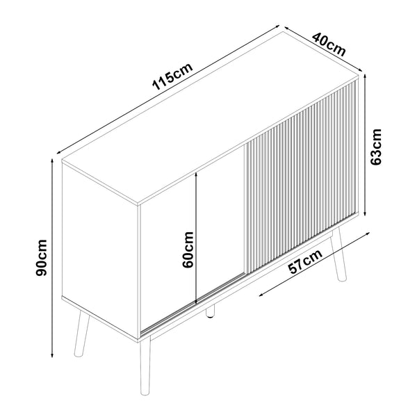 Comoda cu 2 usi culisante 90x115x40 cm efect lemn stejar [en.casa]
