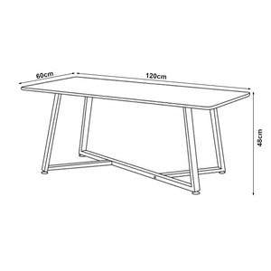 Masuta cafea Riskiften 120x60x48 cm negru marmorat [en.casa]