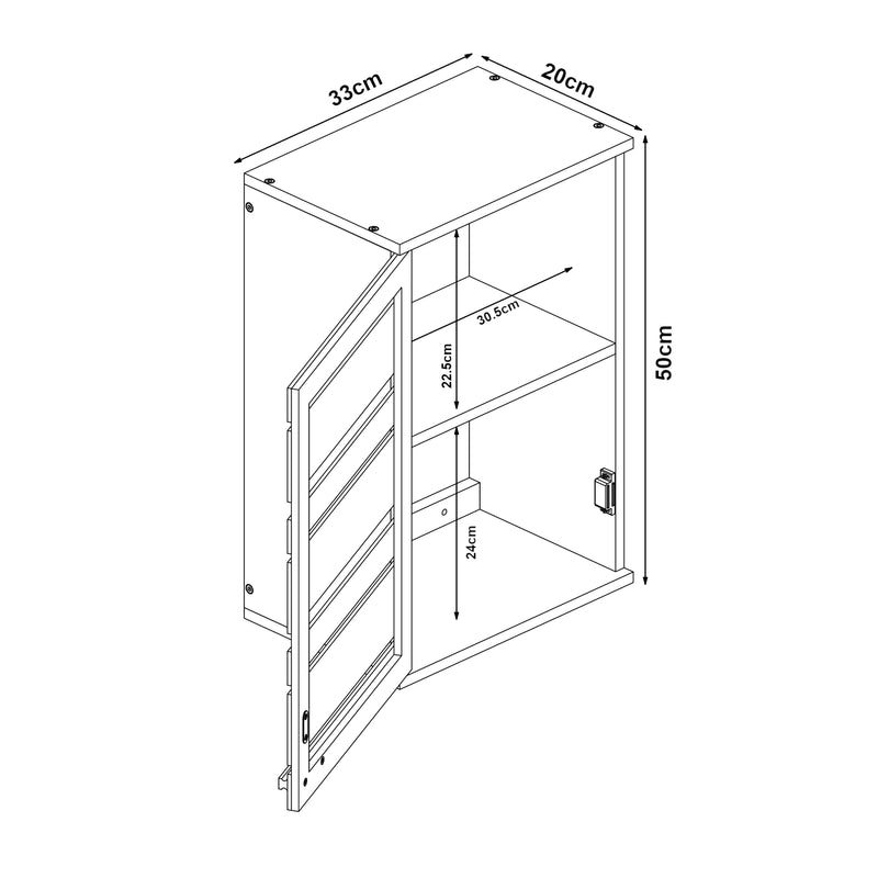 Schiță cotată Dulap perete baie Epind 50x33x20 cm bambus [en.casa]