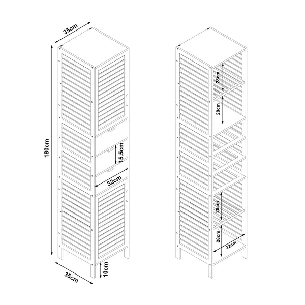Dulap inalt Boksereys 180x35x35 cm bambus [en.casa]