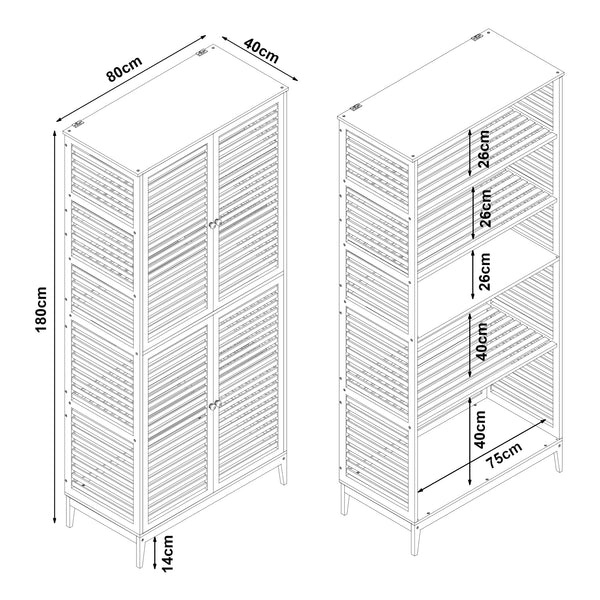 Dulap baie Raurgela 180x80x40 cm bambus [en.casa]