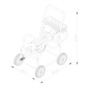 Carucior pentru furtun gradina cu furtun de conectare 1,5m Gelibolu 84x48x93 cm gri [pro.tec]