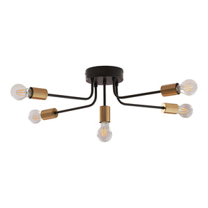 Lampa de plafon  Benfleet, 21 cm 5 x E27 max 60W negru/culoarea alamei [lux.pro]