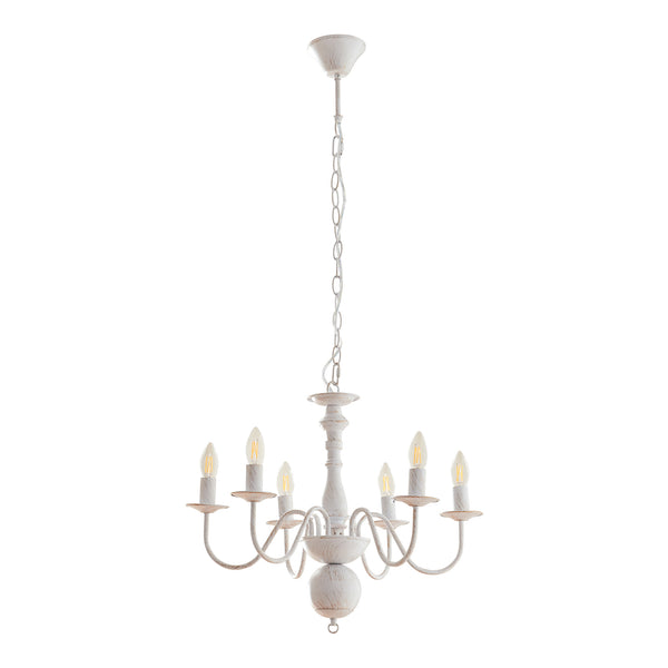 Lustra Berkeley 160x56x56 cm 6xE14 max 40W alb vintage [lux.pro]