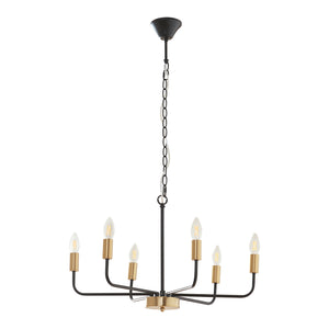 Lustra Bishop 153x62x62 cm 6 x E14 max 40W negru/culoarea alamei [lux.pro]