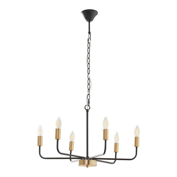 Lustra Bishop 153x62x62 cm 6 x E14 max 40W negru/culoarea alamei [lux.pro]