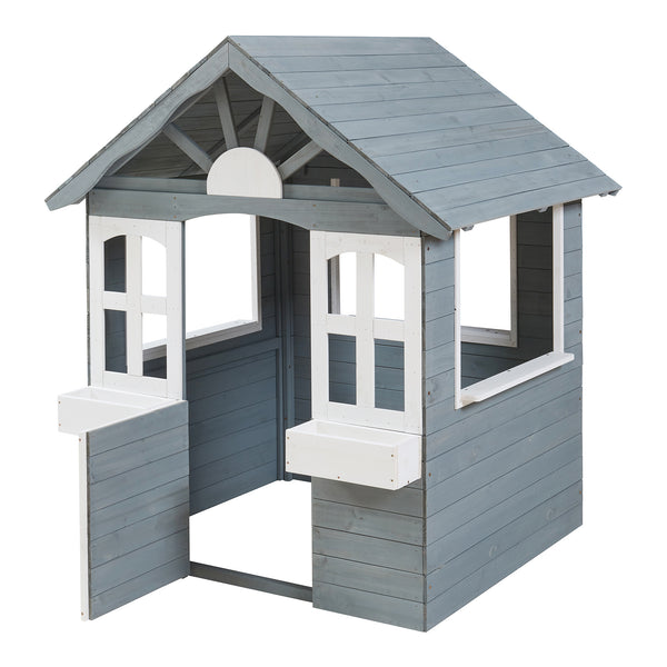Casuta gradina Vesa 138x120x102 cm lemn gri/alb [casa.pro]