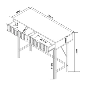 Masa consola Luniehti 100x40x75 cm negru/natur [en.casa]
