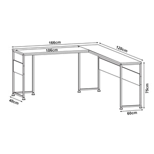 Birou de colt  Karlstang 166x120x75 cm gri deschis [en.casa]