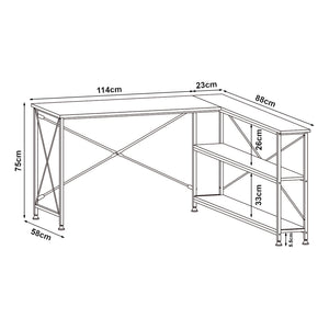 Birou de colt Raundsvalt 137x88x75 cm negru [en.casa]
