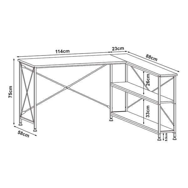 Birou de colt Raundsvalt 137x88x75 cm negru [en.casa]
