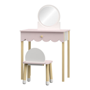 Set masa machiaj cu oglinda si scaun copii Vestnes roz/alb [en.casa]