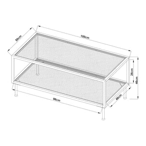 Masuta cafea Lindau 100x50x46 cm otel sticla crem deschis [en.casa]