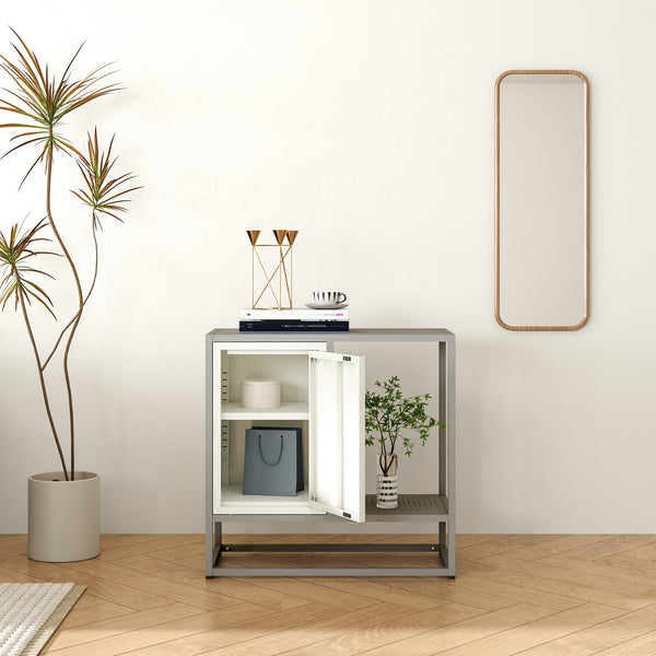 Comoda Burlöv 70x72x35 cm otel gri/alb [en.casa]