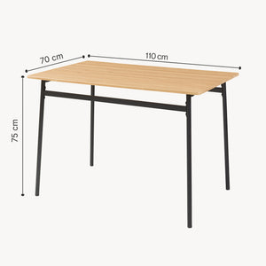 Set masa si 4 scaune Pollenev 110x70x75 cm efect stejar/negru [en.casa]